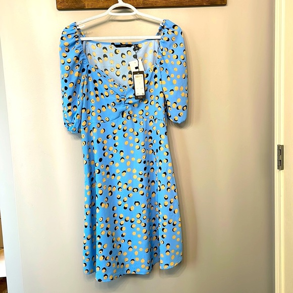 NWT Vero Moda summer mini T-shirt dress in blue/yellow size M - Picture 3 of 8